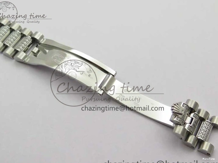 MiroTime 0128 Day-Date 36mm 128239 SS Crystal BP Best Edition White MOP Crystal Marker Dial on SS President Bracelet A MoistureWicking 2682